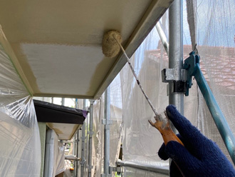 江戸川区瑞江で台風で破損した軒天の補修と外壁塗装