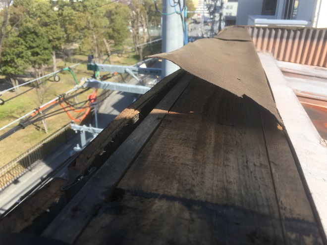 笠木が飛散してしまったパラペット