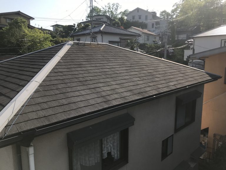 屋根上で雨漏り要因を探す
