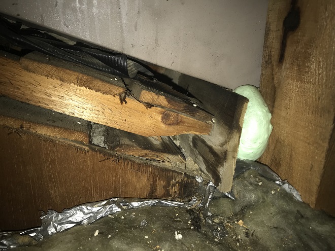 小屋裏の雨漏り状況