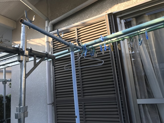 生活スペースに配慮した足場仮設