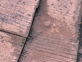 化粧スレートにカビや苔が生えている様子