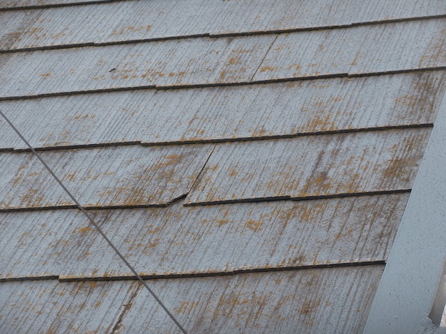 瓦の欠けがある屋根