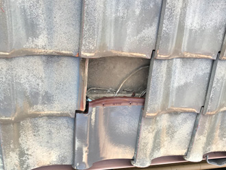 千葉市花見川区花島町で台風被害を受けた屋根の瓦差し替え工事