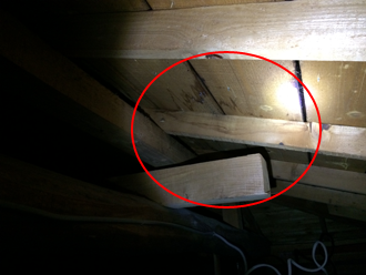 野地板の雨染み