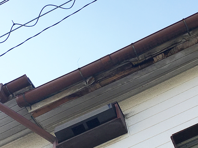 軒天、鼻隠しが劣化しています