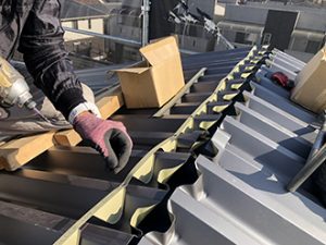 棟部分の施工の様子