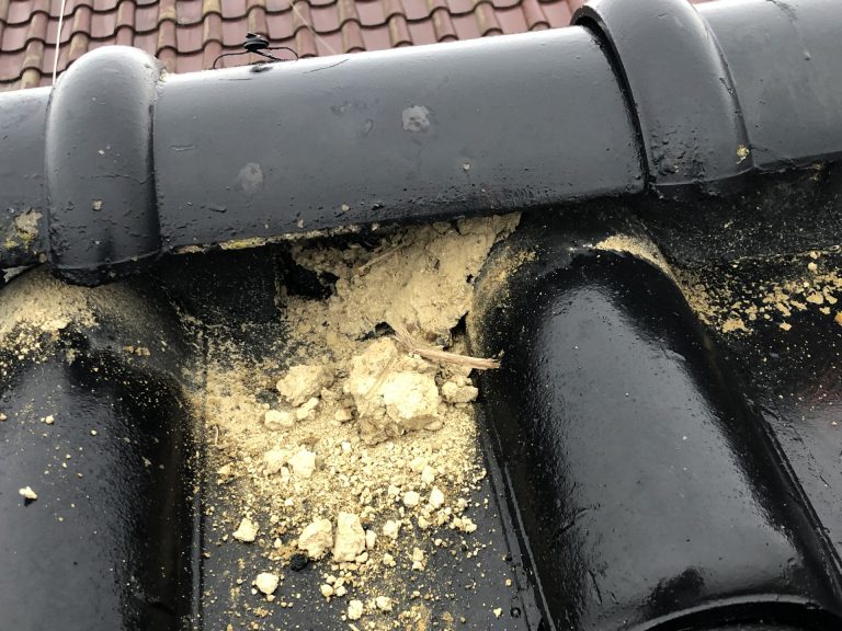 葺き土が流れ出ている