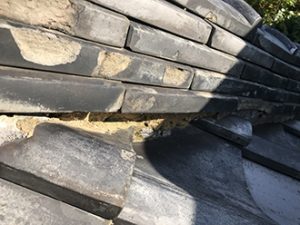 漆喰が剥がれた箇所