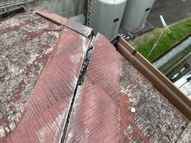 剥がれた棟板金