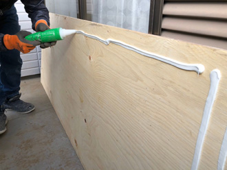 バルコニーの防水工事 下地用のコンパネ設置