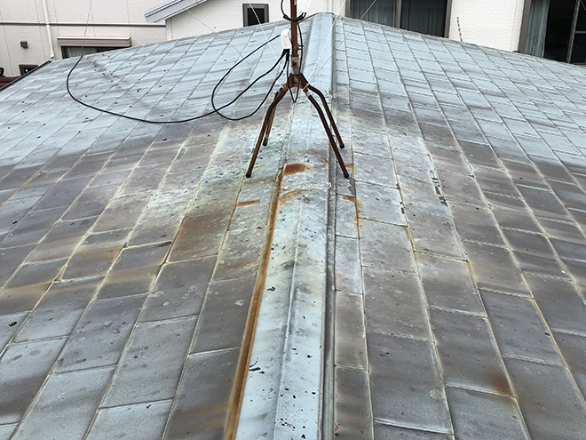 棟板金交換までの応急処置