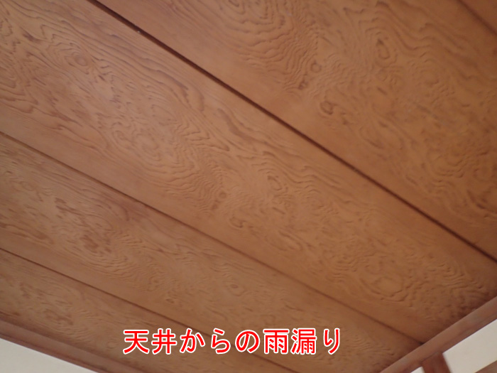 天井から雨漏りしている