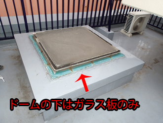 ドームの下はガラス板のみ