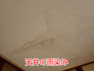 天井に染みができています