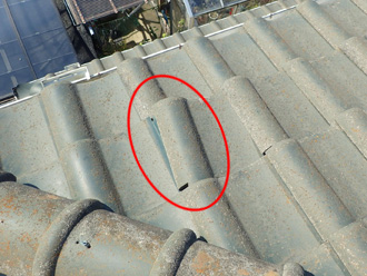 瓦がずれている