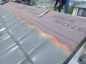 棟取り直し工事　防水紙設置