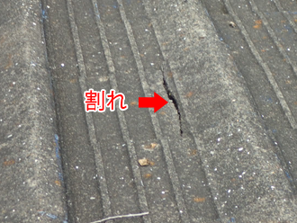 瓦が割れている