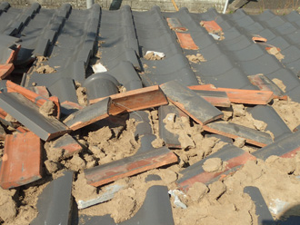 富里市日吉台で台風被害からの棟倒壊を火災保険適用工事前調査