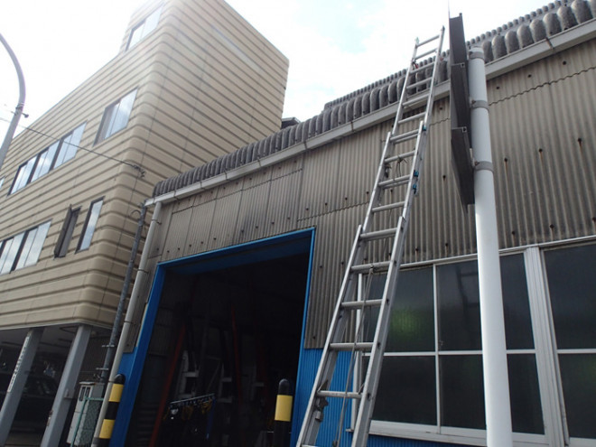 現地調査の様子　はしご設置