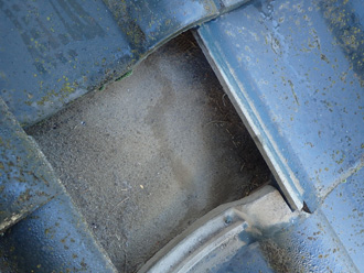 瓦の下の防水紙が濡れている