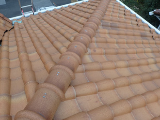 棟瓦の補修完了