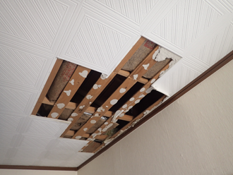 天井ボードが剥がされた天井