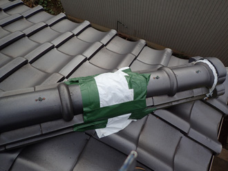 棟板金の仮補修