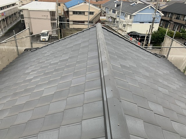 軽量瓦葺き完了上面