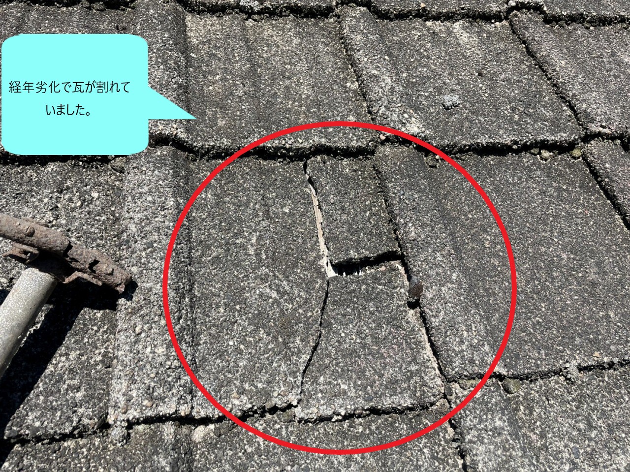 瓦の割れ確認