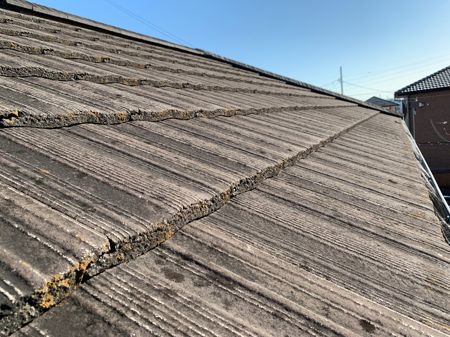 名古屋市守山区でセメント瓦からの雨漏りの点検を行いました塗装できるかできないか