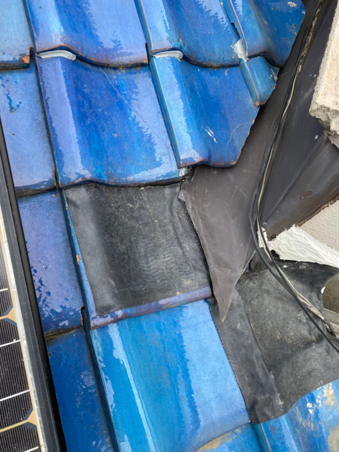 守山区で鉛シートを瓦に施工