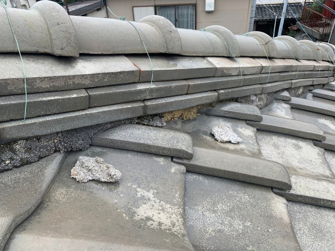 面戸漆喰の剥がれの状況