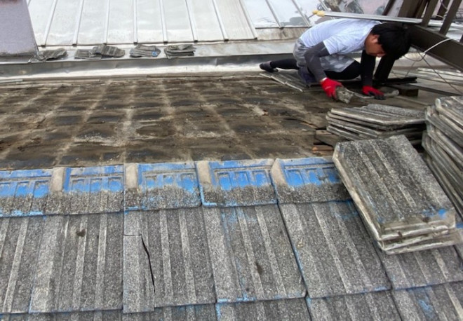 セメント瓦の撤去