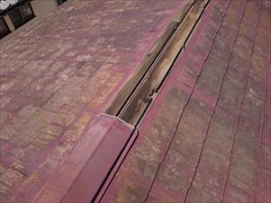 棟板金の下地貫板が腐食しています