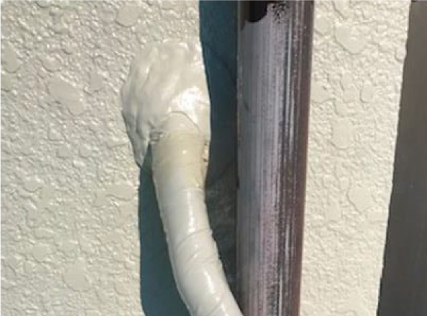 新しくパテを施工し、スリープ穴の隙間がしっかり塞がれています