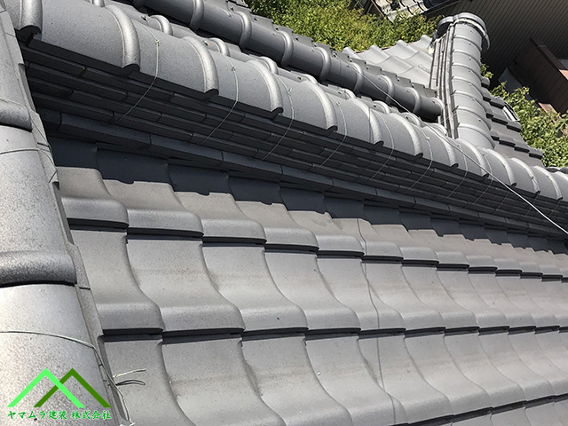 名古屋市天白区にて経年劣化による雨漏り発生した隅棟部の棟瓦付け直し屋根漆喰の補修