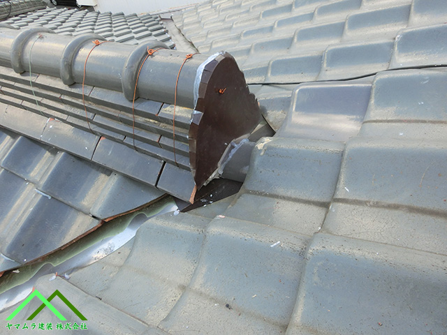 大府市にて屋根の八谷部の頂点部分の修繕方法と作業工程について解説