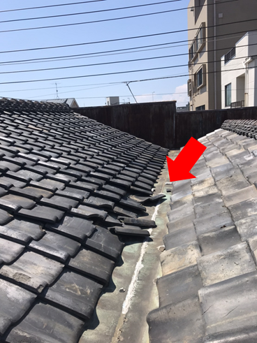 沼津市瓦屋根雨漏瓦ズレ