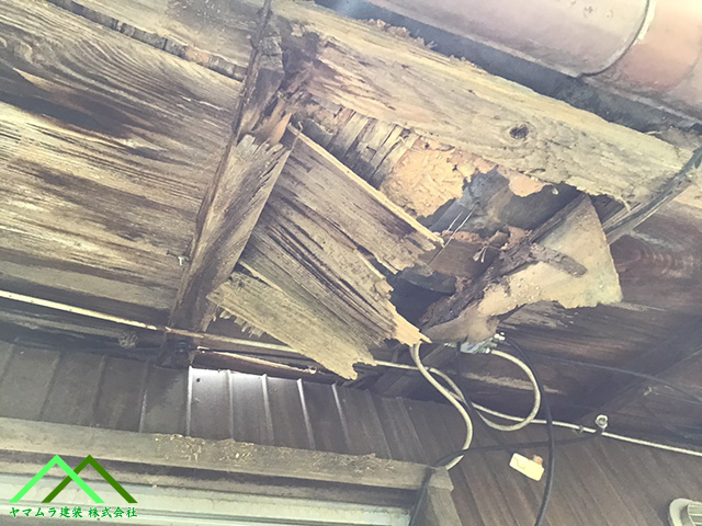 腐蝕した野地板