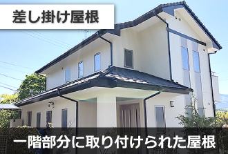 一階部分に取り付けられた屋根を差し掛け屋根