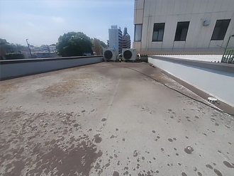 トップコートが剥がれ、素地が見えているコンクリートの屋上