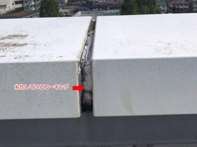 笠木目地からの雨漏り