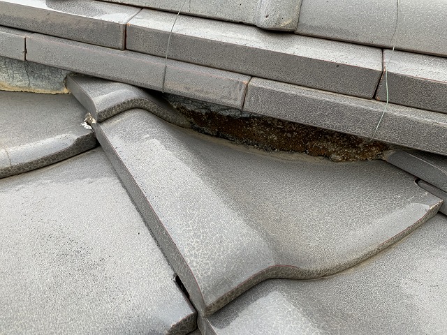 漆喰がはがれてなくなっている部分