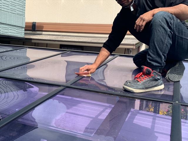 カーポート屋根修理の様子