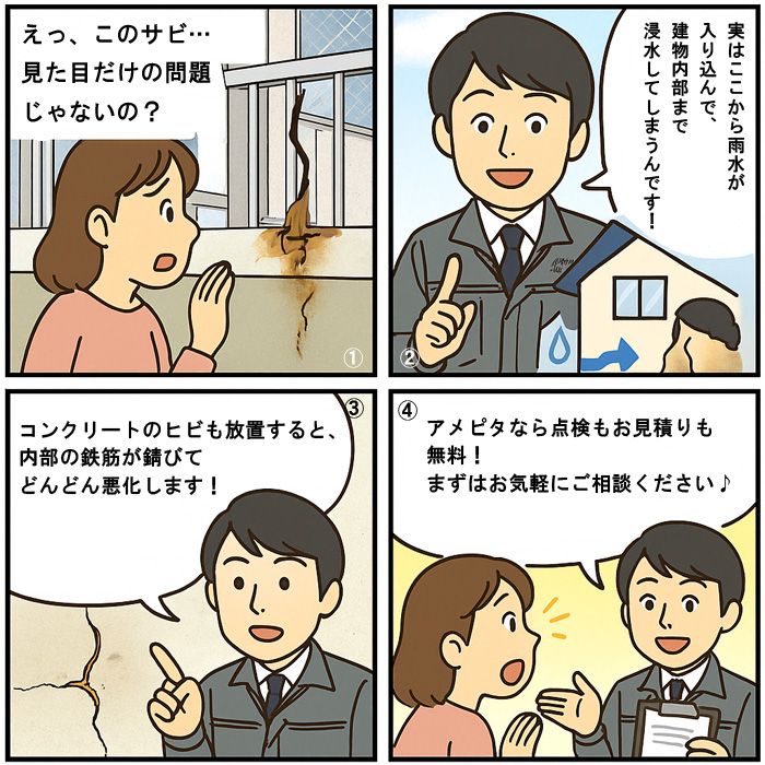 雨漏り調査の4コマ漫画