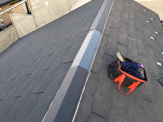 棟板金取り付け完了後