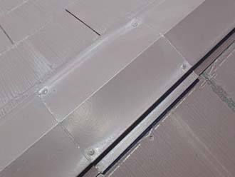 釘が脳天打ちされた棟板金