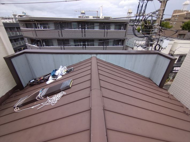 笠木交換工事とパラペットの雨漏り対策が完了