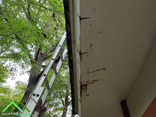 軒板の方で溜まってい合Ⅿス